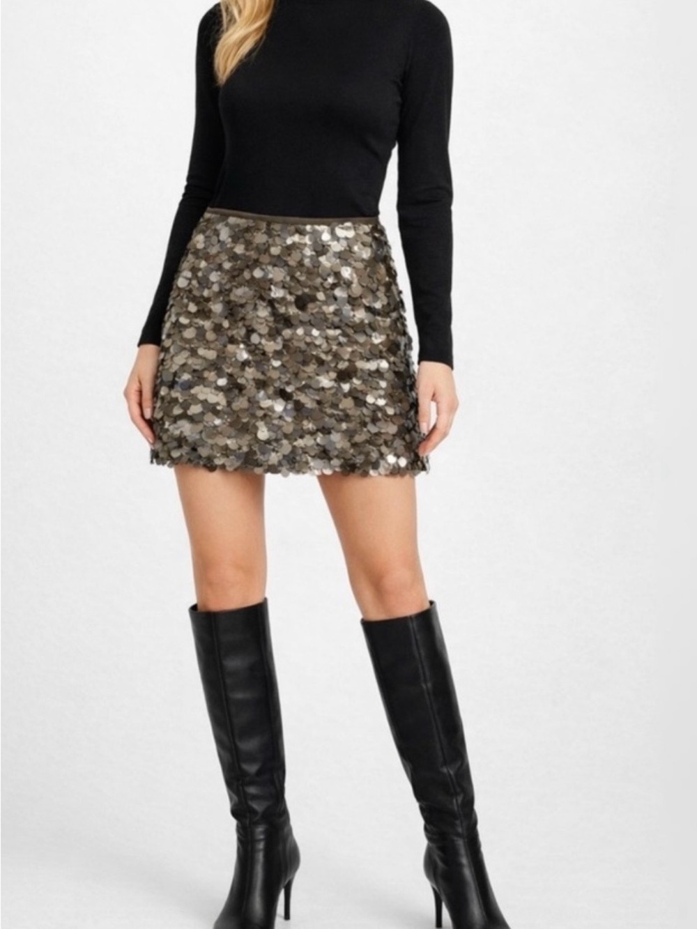 ZARA Smoky Brown Sequin Mini Skirt